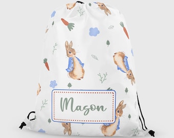 Personalised PE / swim bag, rabbit bag, girls school bag,school bag, kids drawstring bag, back to school bag, swim bag, sports bag