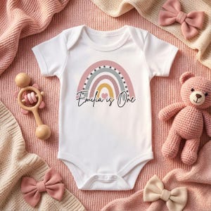 Baby Girls 1st Birthday Cake Smash Outfit - Pastel Rainbow Tutu Headband Set - First Birthday