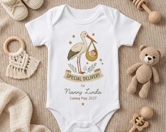 Personalised Vintage Grandparent Stork Pregnancy Announcement