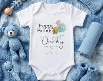Happy Birthday Daddy Sleepsuit - 1st Birthday as My Daddy - New Dad Rabbit Gift from Baby