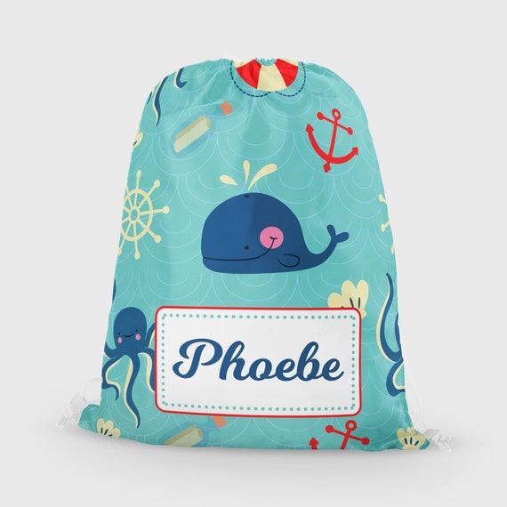 Personalised PE swim bag nautical bag girls school bag boys school bag kids drawstring bag back to school bag swim bag sports bag