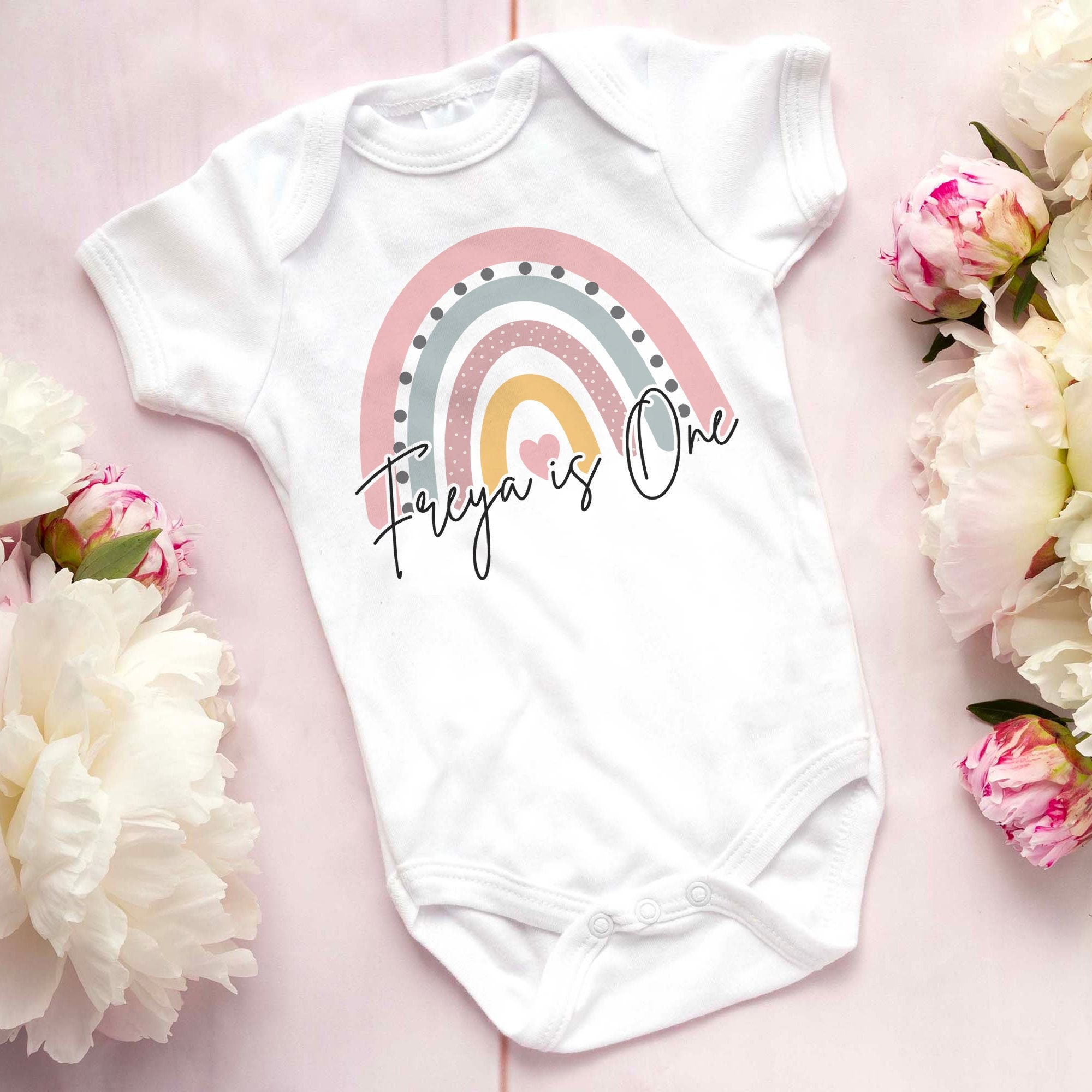 1st Birthday Bodysuit, Birthday vest, 1st Birthday Outfit, First Birthday, One vest, One bodysuit, Pastel Rainbow FANDANGO