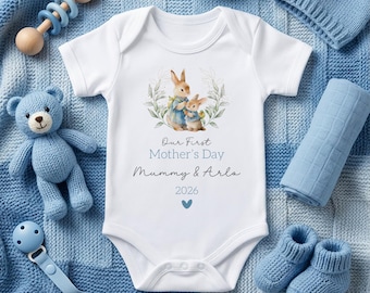 Personalised Rabbit First Father's Day Baby Vest - New Dad Gift from Baby - 1st Daddy Outfit