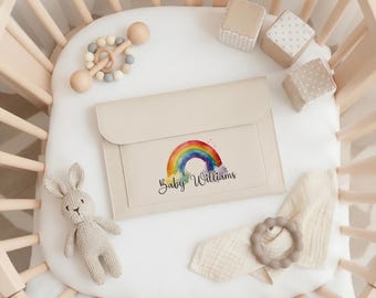 Personalised Rainbow Maternity Notes Folder - Pregnancy Hospital Bag Organiser - New Mum Gift