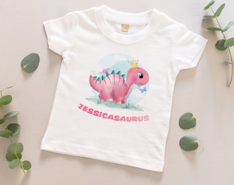 Personalised Dinosaur T-Shirt - ANY NAME Personalised Kids Clothing Top Tee Birthday Gift Baby Toddler Dino