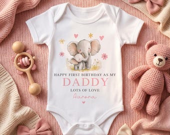 Happy Birthday Daddy Baby Vest - 1st Birthday as My Daddy - New Dad Gift from Baby
