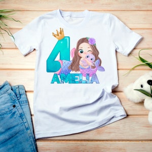 Personalised Mermaid Birthday T-Shirt Any Name Any Age Mermaid Under The Sea image 5