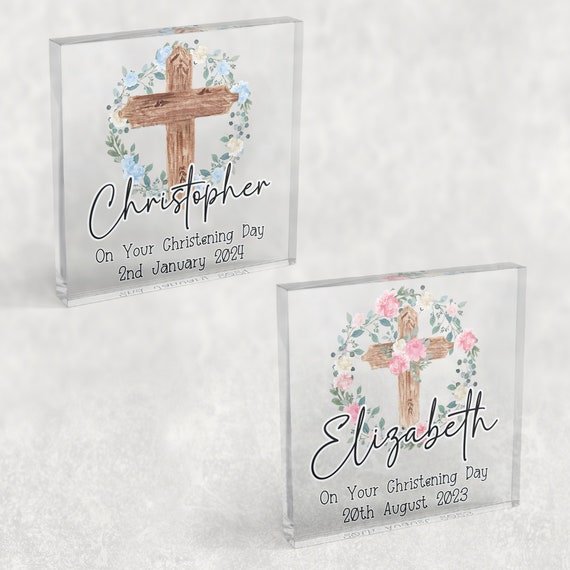 Personalised Christening Keepsake Acrylic Block Christening Gift