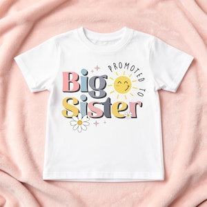 Big Sister Announcement T-Shirt - Personalised Pregnancy Reveal Sibling Gift Tee image 1