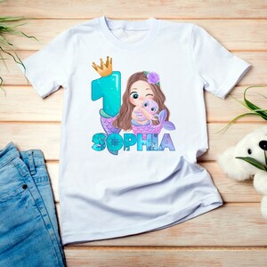 Personalised Mermaid Birthday T-Shirt Any Name Any Age Mermaid Under The Sea image 2