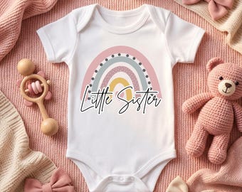 Little Sister Baby Vest - Personalised Sibling T-Shirt - New Baby Sister Announcement Gift