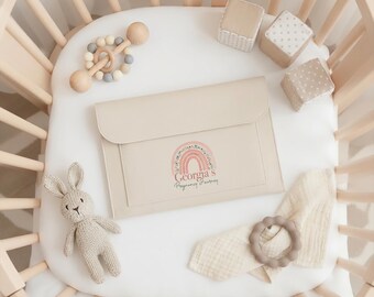 Personalised Rainbow Maternity Notes Folder - Pregnancy Hospital Bag Organiser - New Mum Gift