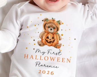 First Halloween Outfit, Baby 1st Halloween Gift Idea, 1st Halloween Sleepsuit, Halloween Vest for baby, Halloween costume