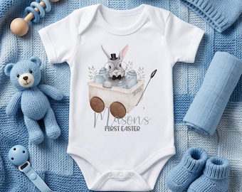 Personalised First Easter Bunny Sleepsuit - 1st Easter Baby Outfit - Custom Name Easter Gift