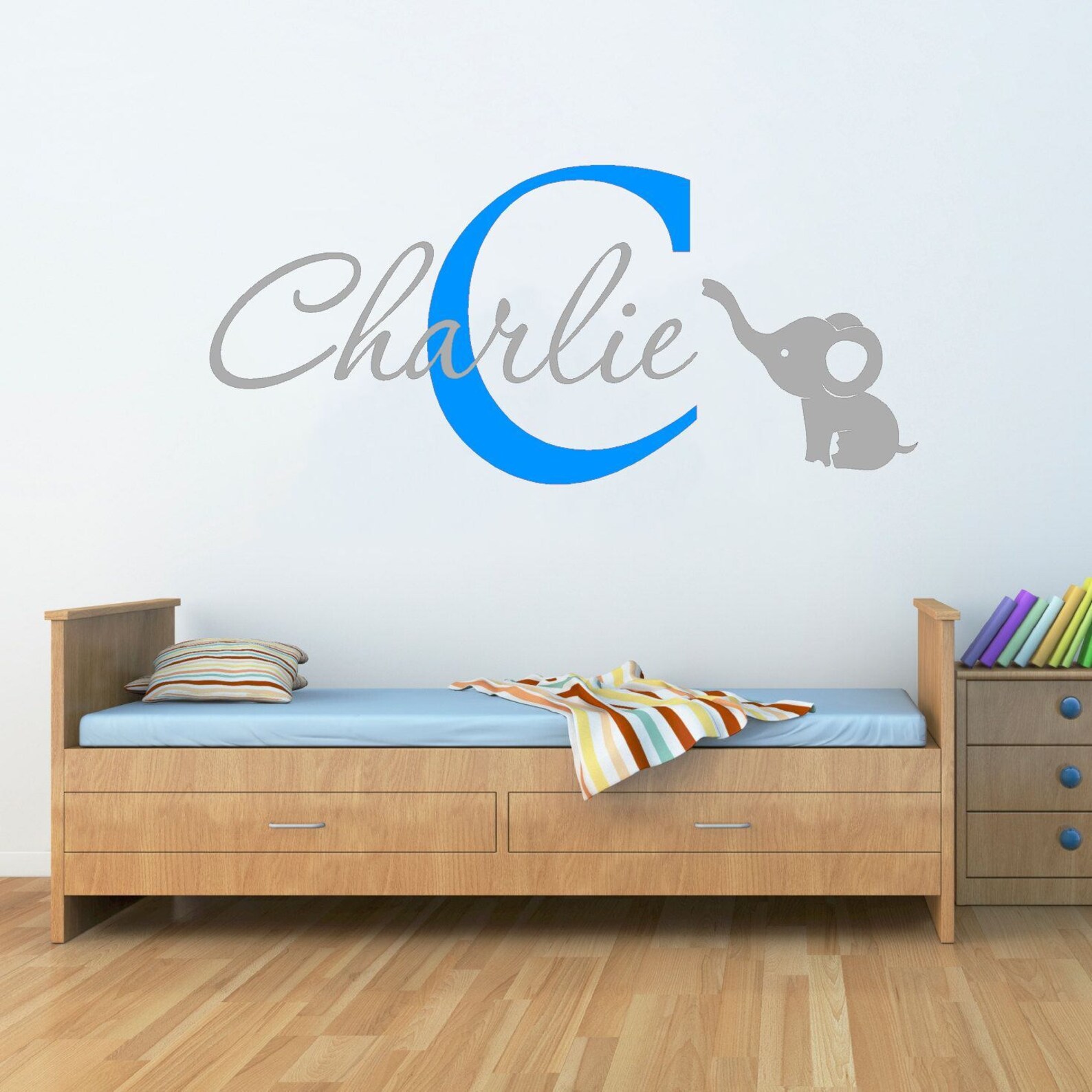 Personalised Elephant Name Wall Sticker Wall Decal Childrens Etsy UK