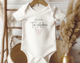 One More To Adore Baby Vest - Personalised Pregnancy Announcement Sibling Reveal Tee