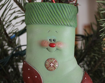 Ceramic Christmas stocking ornament decoration