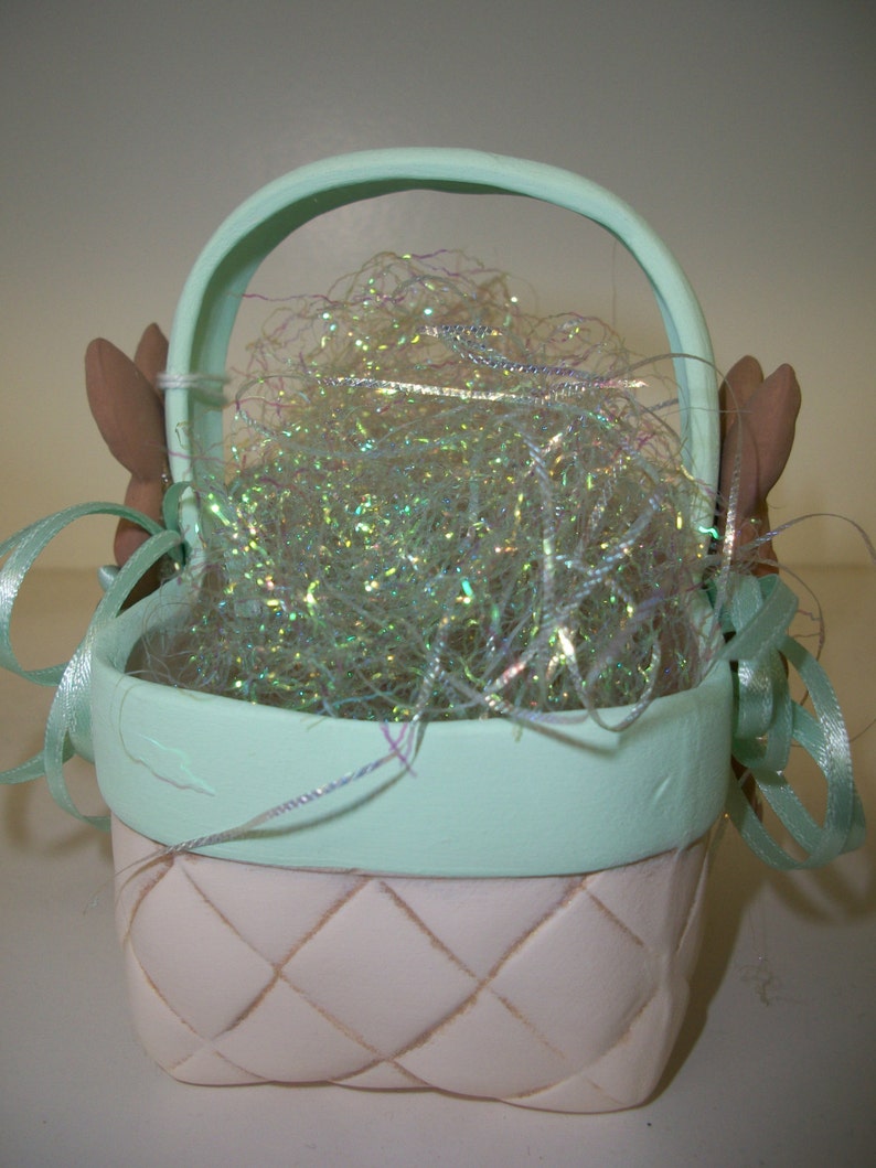 Easter Bunny ceramic woven basket image 2