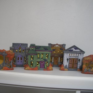 ハロウィン　空き屋敷 Vintage Ceramic Halloween Haunted House Hotel Pumpkin Witch