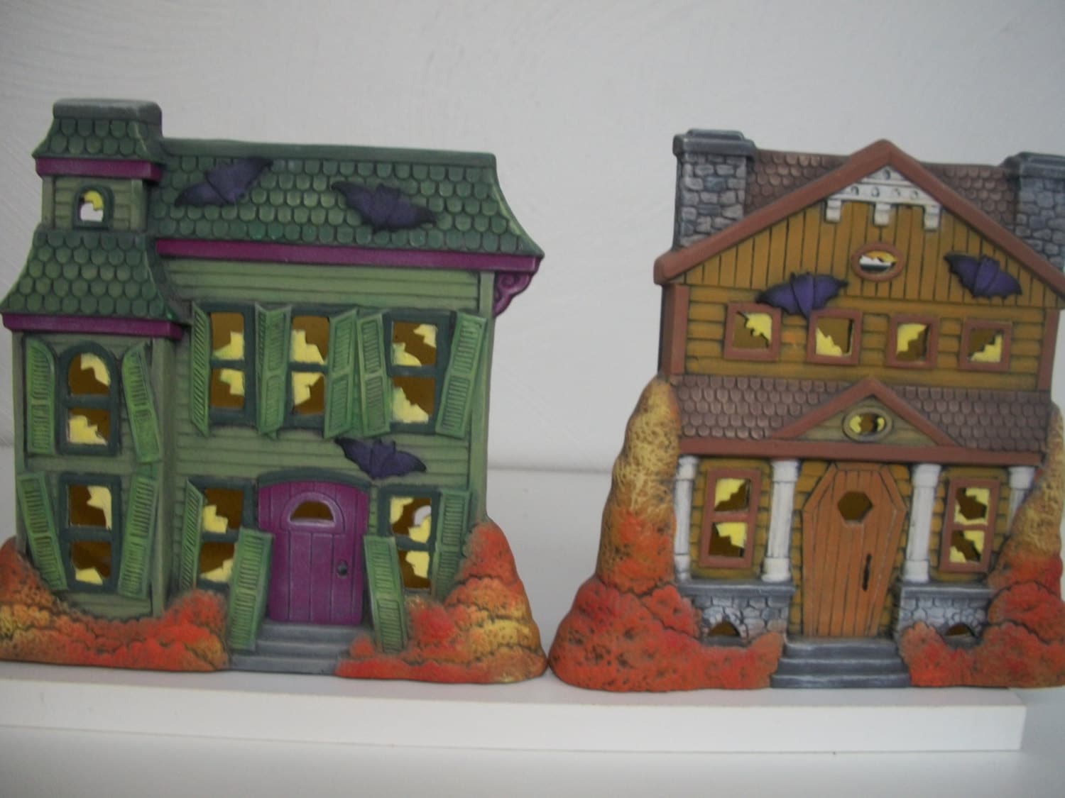 Ceramic Halloween Haunted Houses Votive Village Set of Six Etsy