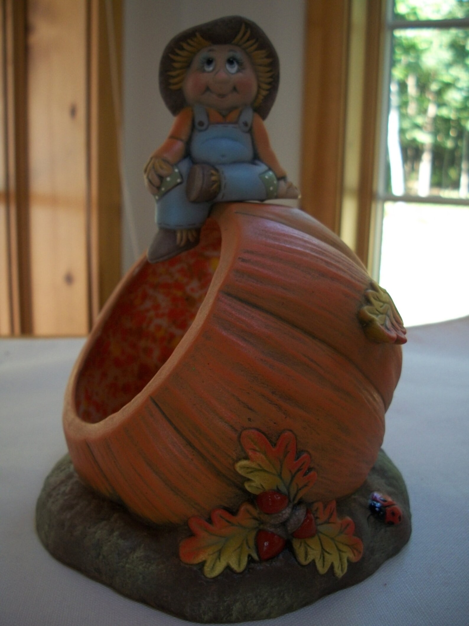 Ceramic Pumpkin Candy Dish With Scarecrow Etsy