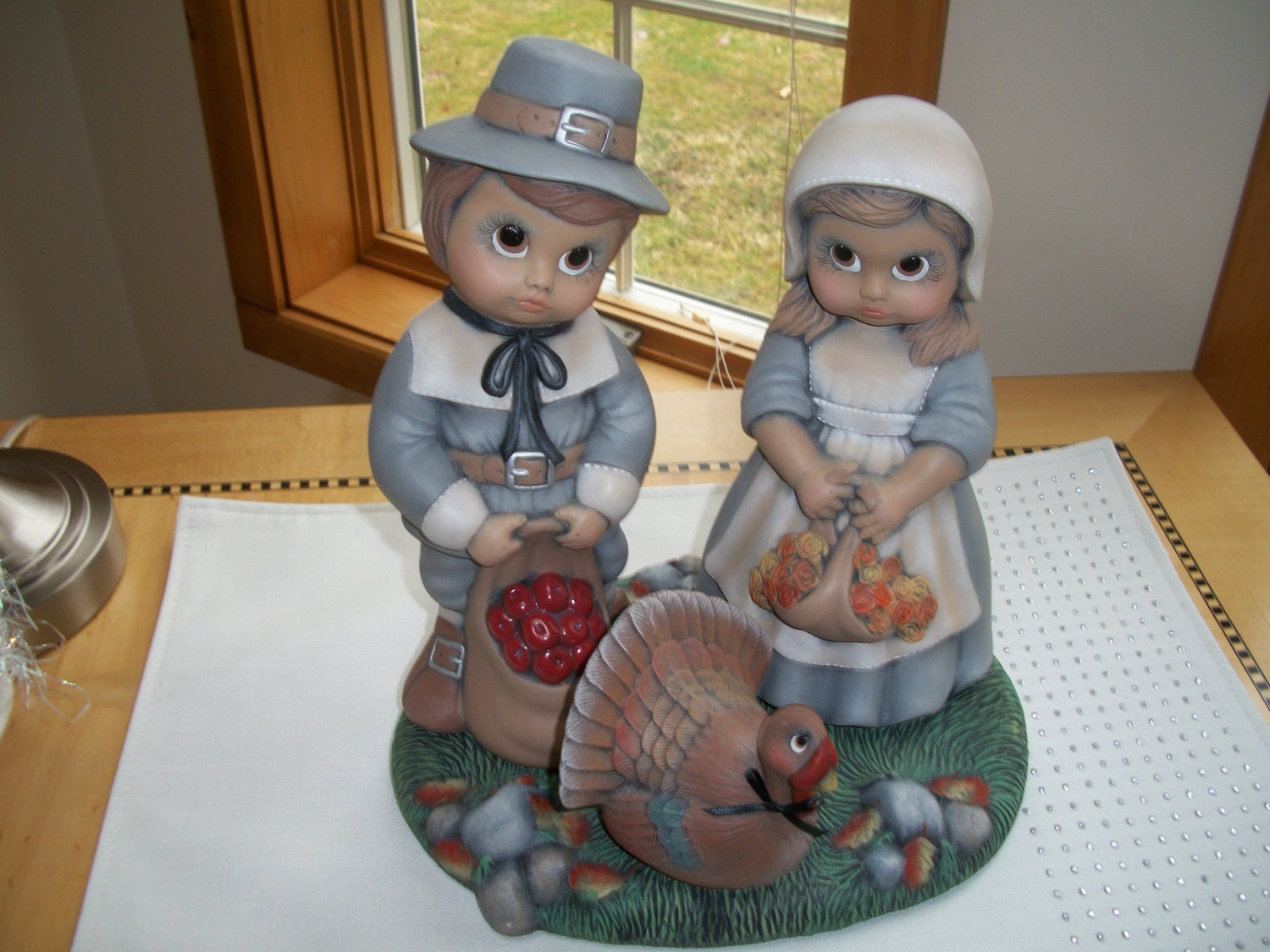 Ceramic Thanksgiving Pilgrims,turkey Complete Set Thanksgiving