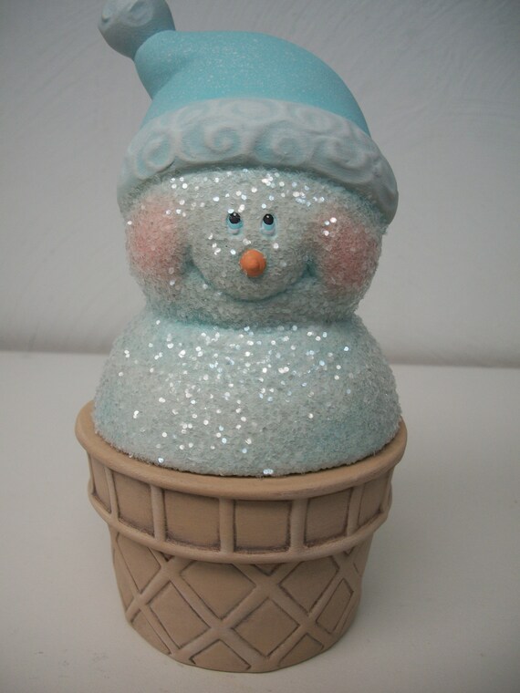 Ceramic Christmas Snowman Ice Cream Cone Container - Etsy