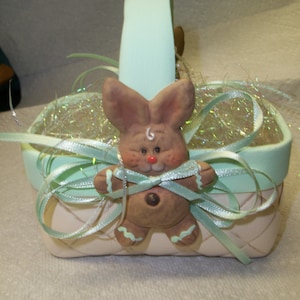 Easter Bunny ceramic woven basket image 1