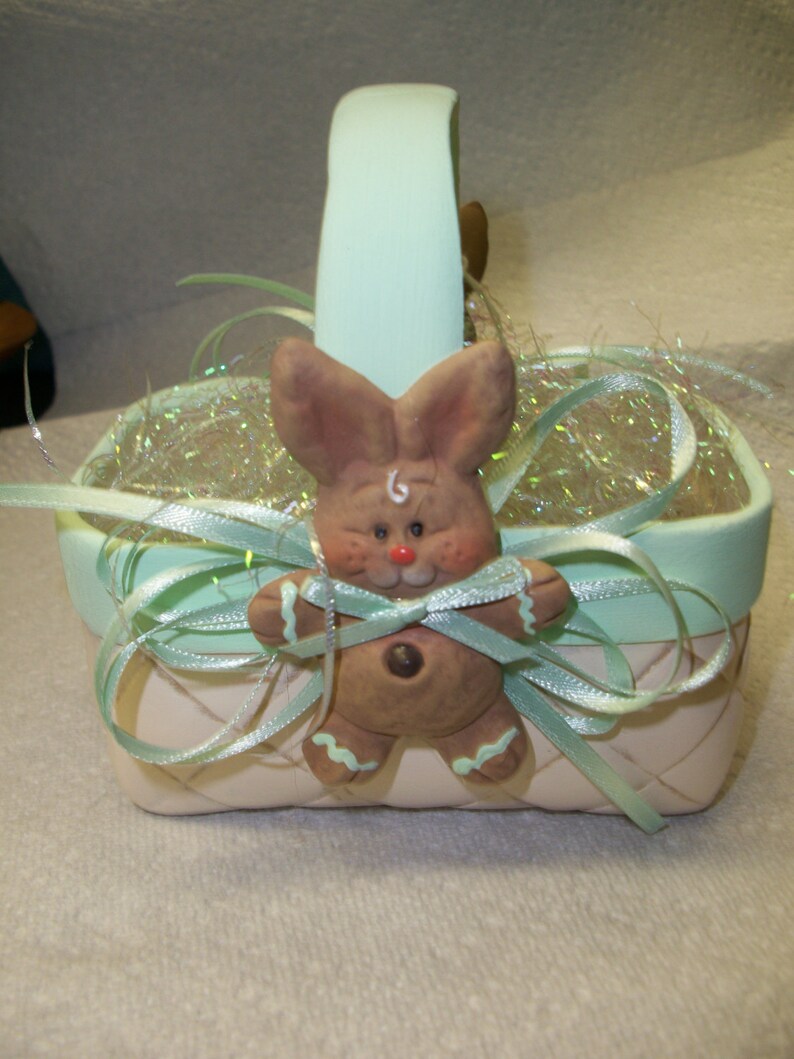 Easter Bunny ceramic woven basket image 1