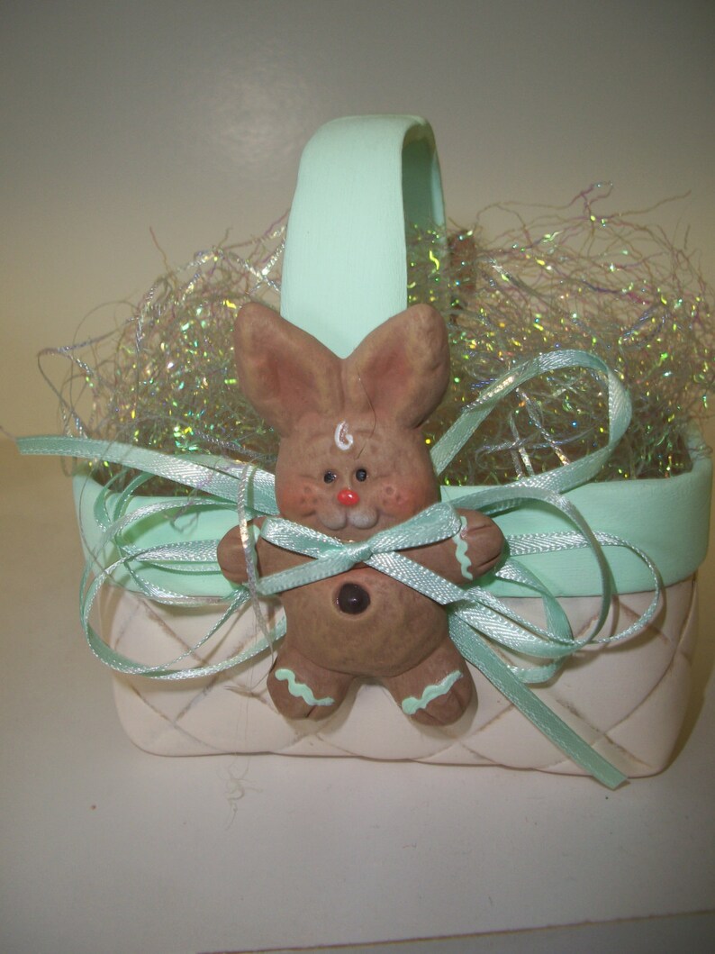 Easter Bunny ceramic woven basket image 5