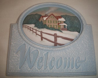 Ceramic Welcome Sign Winter Country Farmhouse,wine,fishing,hunting,pheasant