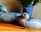 Ceramic duck decoy set of two wood duck ceramic