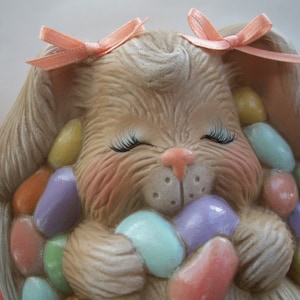 Ceramic Easter bunny,jellybean trinket box,candy dish Easter decoration