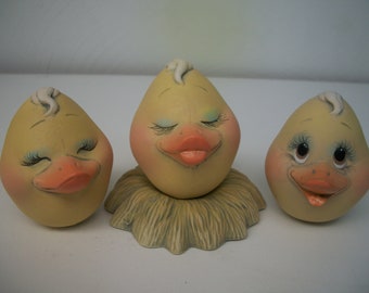 ceramic duck ceramic character egg-pressions set of 3