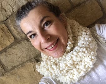 Knitted cowl bouclé