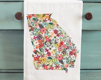 Kitchen Towel, Flour Sack Towel, Tea Towel, Home, Floral State, Kitchen Decor, Home Decor, Custom State