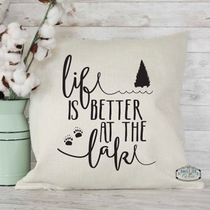 Life is better at the lake throw pillow, decorative pillow, lake house, lake decor, home decor, cottage, cabin