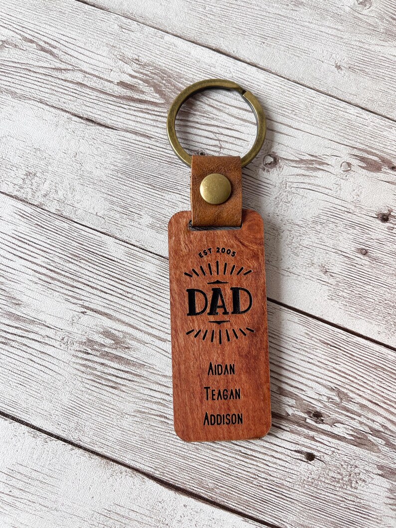 Personalized Wood Keychain for Dad, Custom Father's Day Gift, Keychain ...
