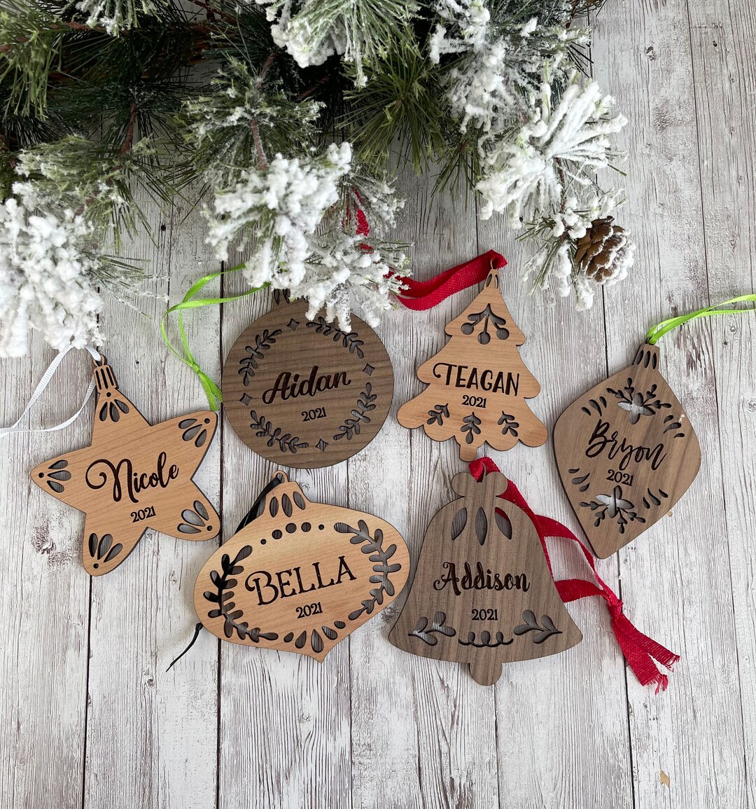 Personalized Laser Cut Wood Ornament | Christmas Ornament | Custom Name ...