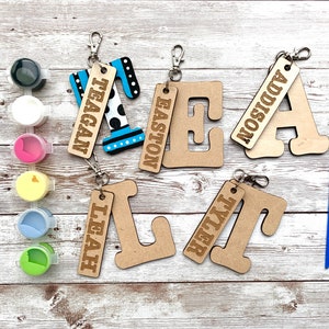 Paint Your Own, Custom Initial and Name tag Keychain, DIY paint kit, DIY craft, Paint Party, Birthday Party, Kids Craft, Ladies Night
