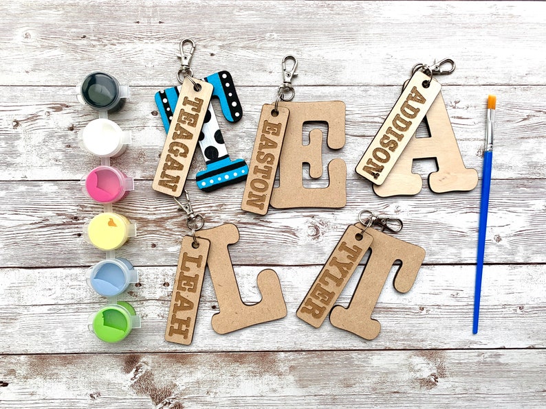 Paint Your Own Custom Initial and Name tag Keychain DIY image 0
