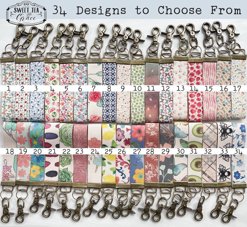 Cloth Keychain Patterns Fabric Wristlet Keychain With Wood Charm and Tassel, Gift for Her ...