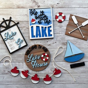 Paint Your Own, Lake Tiered Tray Decor, DIY Paint Kit, Paint Party, Craft Night, DIY Gift, Family Night