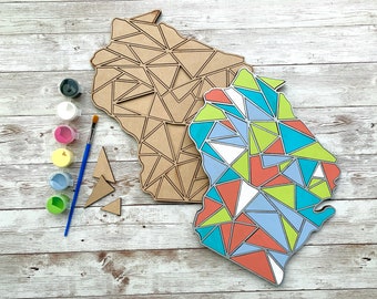 Kit de pintura geométrica personalizada "Pinta tu propio estado", ideal para fiestas de pintura o como actividad para chicas.