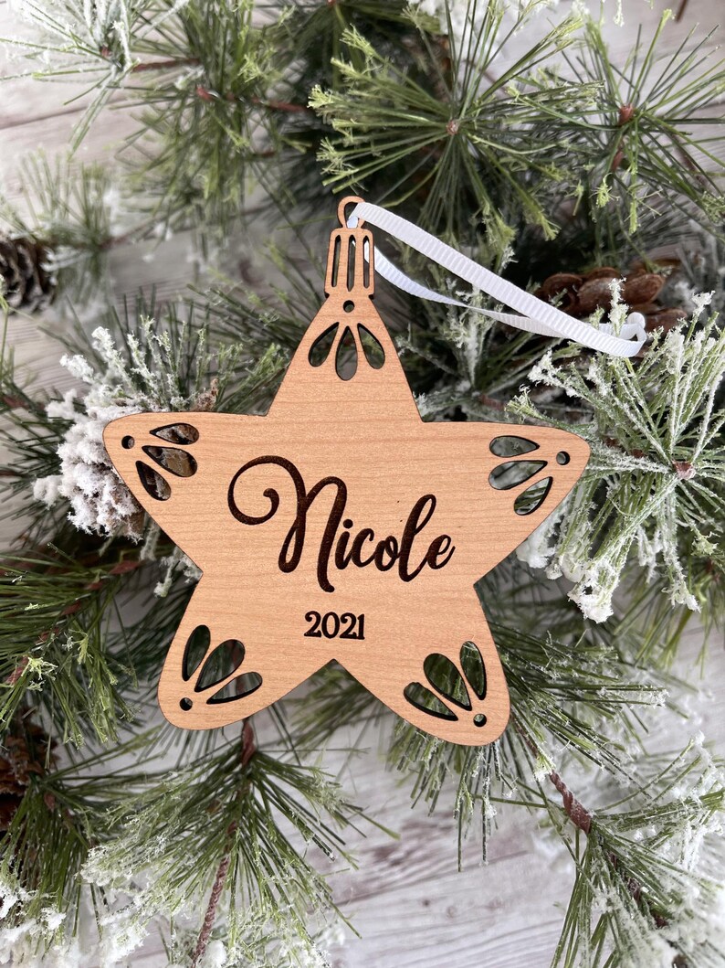 Personalized Laser Cut Wood Ornament | Christmas Ornament | Custom Name ...