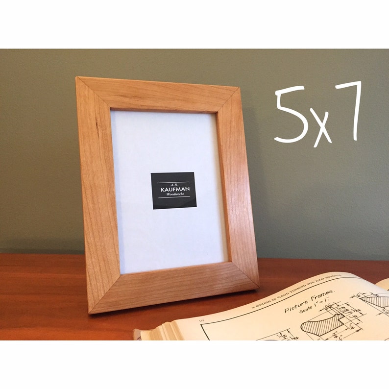 5x7 Wooden Picture Frame Cherry wood with Walnut Splines Etsy