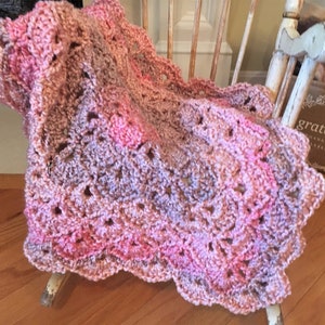 22 x 22, Pink, Purple Multi Colors Acrylic Chunky Crochet Baby Blanket, Super Soft Lovey, Handmade Baby Afghan, Crochet Valentine&#39;s Gift