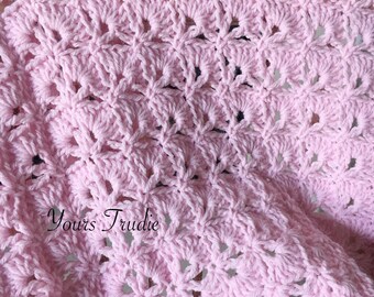 33 x 33, Large Pink Crochet Baby Blanket, SOFT Square Baby Afghan, Baby Shower Gift, Crib Blankie