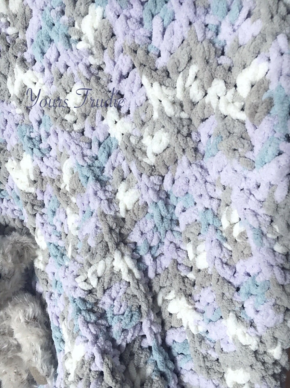 32 X 38 Lavender Chenille Crochet Baby Blanket Woman's Etsy
