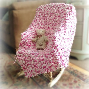 26 x 29, Pink Chenille Crochet Baby Blanket, Ribbed Chunky Knit Baby Afghan, Baby Shower Gift, Puffy Kids Throw, Crochet Valentine&#39;s Gift,